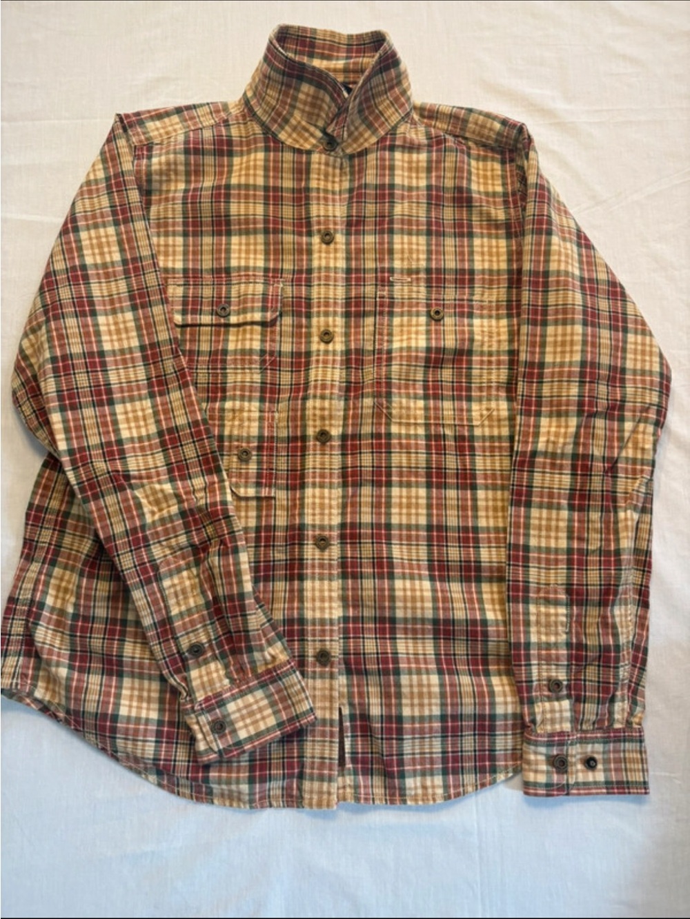 Ralph Lauren Plaid Button-Down Shirt in Beige, Red and Green